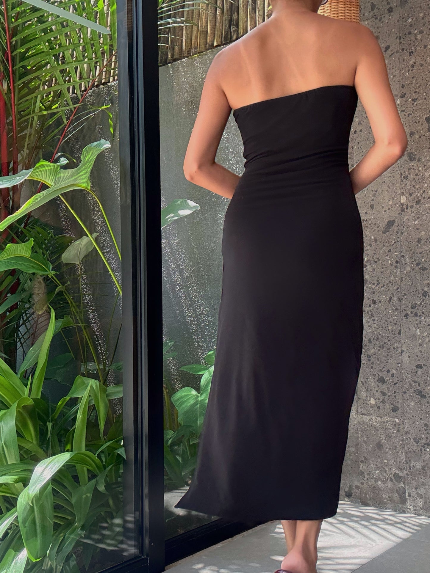 Lavaya Noir Slip Dress
