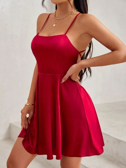 satin backless dress