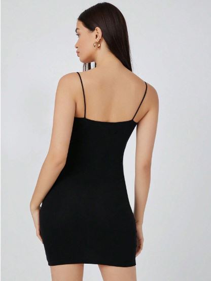 Lavaya women solid Black bodycon dress
