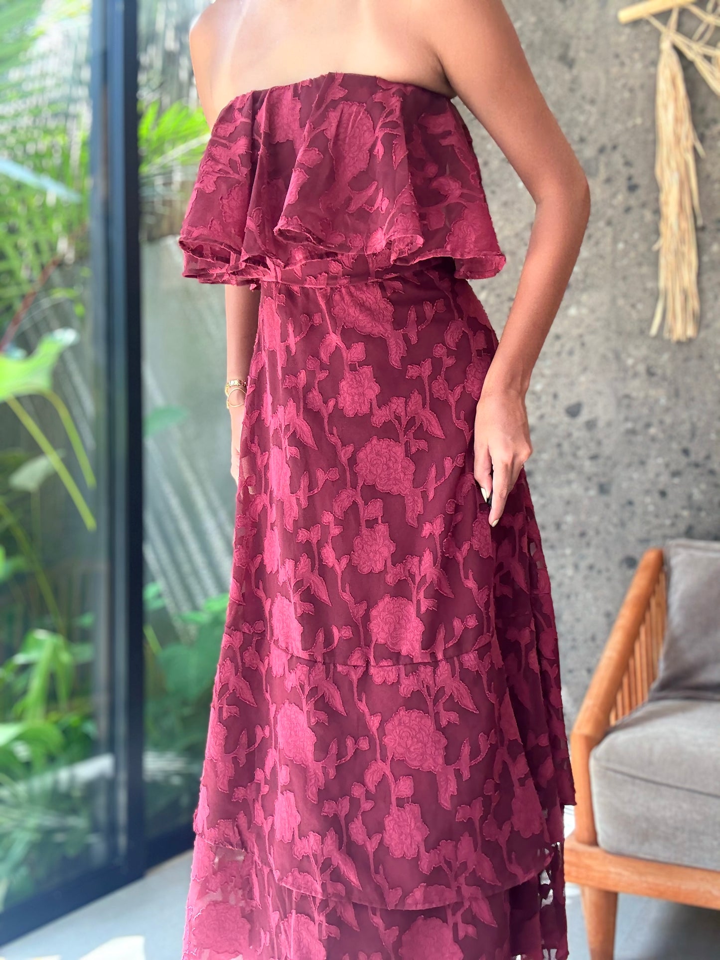 Lavaya Rosa Ruffle Maxi