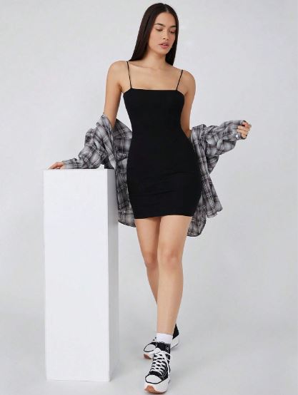 Lavaya women solid Black bodycon dress