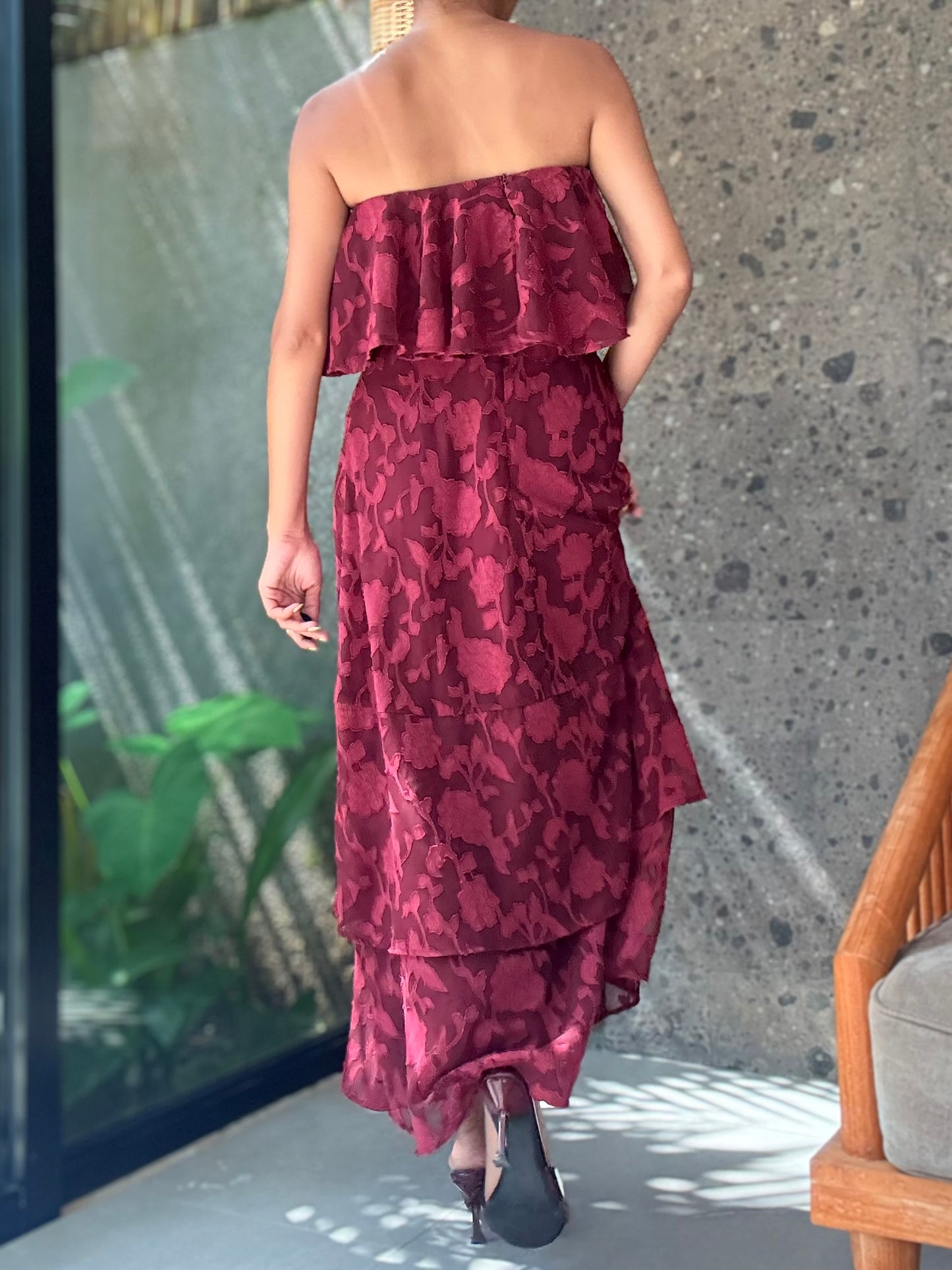 Lavaya Rosa Ruffle Maxi