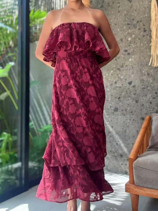 Lavaya Rosa Ruffle Maxi