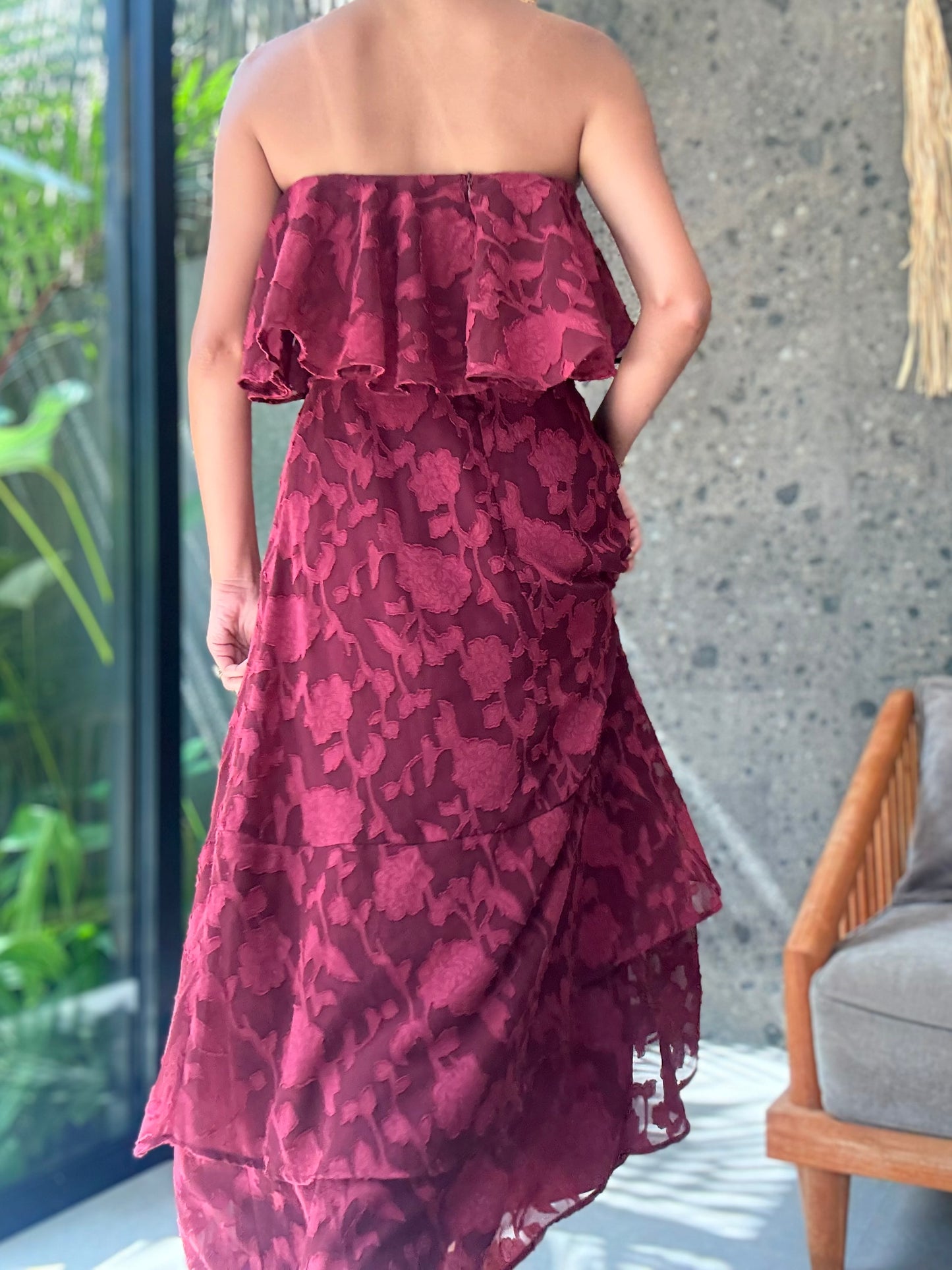 Lavaya Rosa Ruffle Maxi
