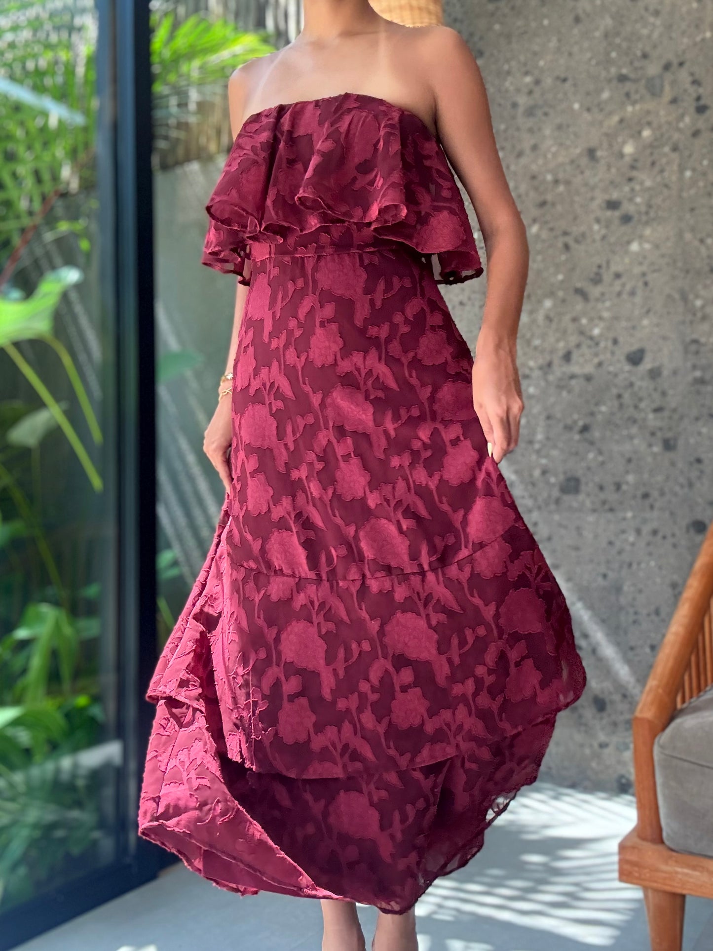 Lavaya Rosa Ruffle Maxi
