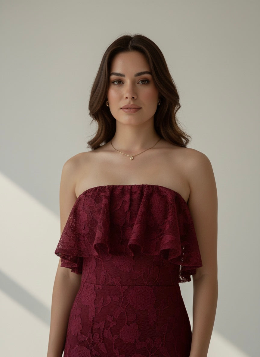 Lavaya Rosa Ruffle Maxi