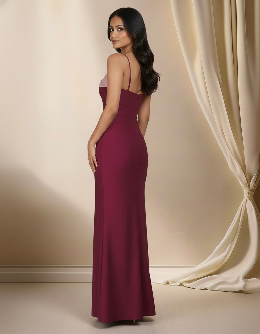 Lavaya Slinky Jersey Ruched Cut Out Mini Dress in red