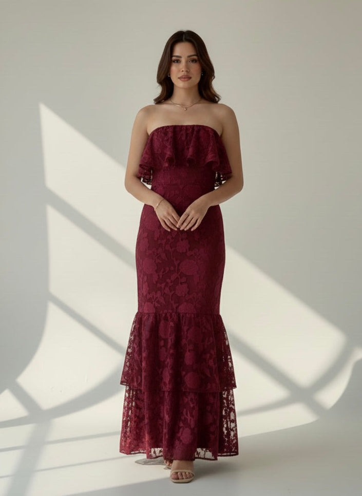 Lavaya Rosa Ruffle Maxi