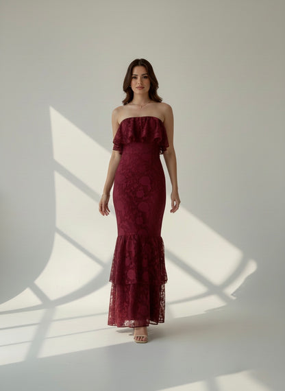 Lavaya Rosa Ruffle Maxi