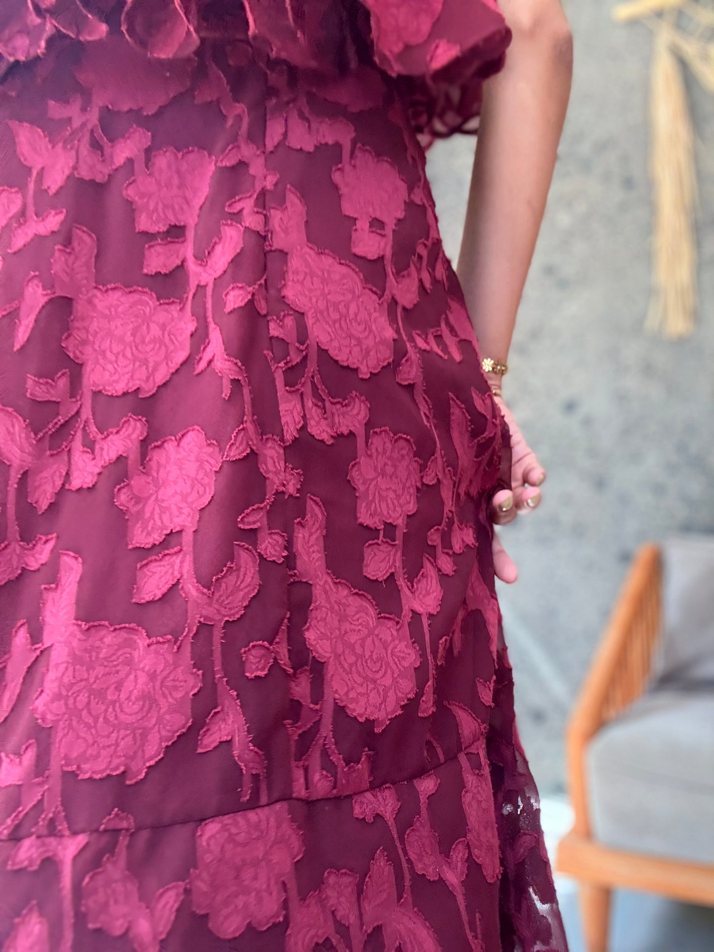 Lavaya Rosa Ruffle Maxi