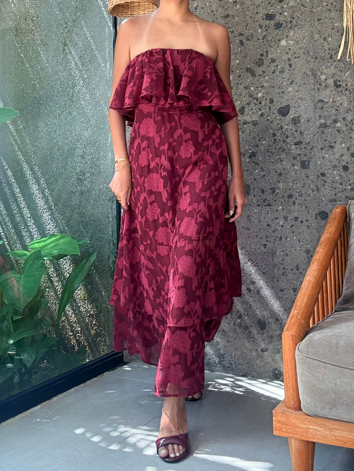 Lavaya Rosa Ruffle Maxi