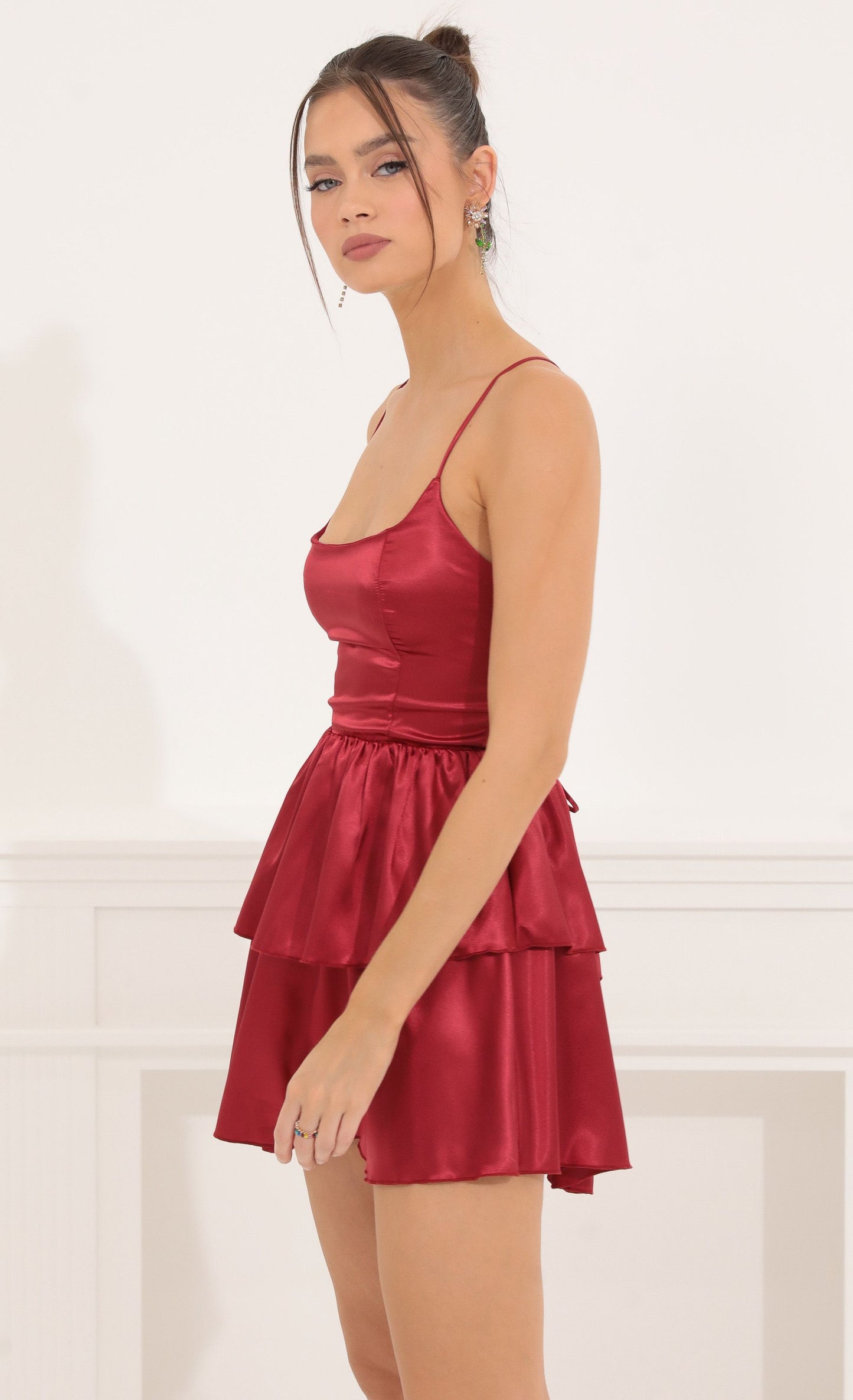 Lavaya women red satin dress